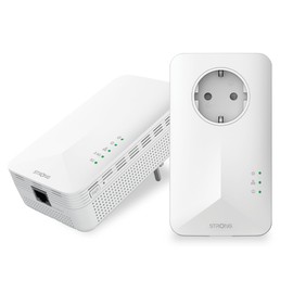 STRONG Powerline WiFi 1000 Duo, 1000 Mbit/s, Highspeed WLAN Adapter, bis zu 300 m Reichweite, PowerLAN Set, Internet über Steckdose, WLAN Hotspot Set, Ethernet-Anschluss