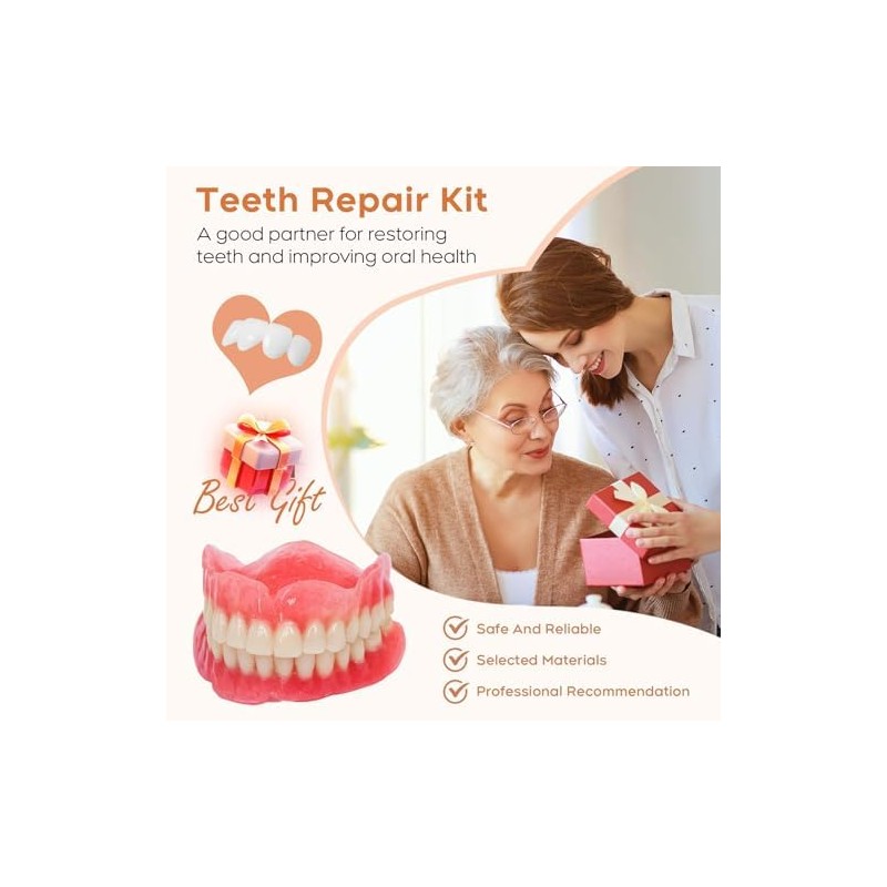 DIY Denture Kit for Upper & Lower Teeth, Temporary Self-Fit