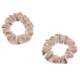 Mytoptrendz® 2 Pcs Kids Small Scrunchies Plain Colour Skinny Soft Velvet Hair Ties for Women Girls Ponytail Holder Thin Hair Accessories (Beige)
