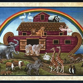 CONCORD WALLCOVERINGS ™ Kids Wallpaper Border Animals Noah's Ark for Play Room Bedroom, Green Brown Blue, 15 ft by 10 in FA102062