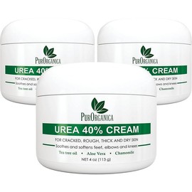 Urea 40% Cream – Made in USA – Foot Cream for Thick, Cracked, Rough, Dead & Dry Skin - Corn, Callus and Dead Skin Remover, Toenail Softener, Moisturizer For Feet, Elbows, Hands and Knees - Size: 4 Ounce (Pack of 3), Scent: default