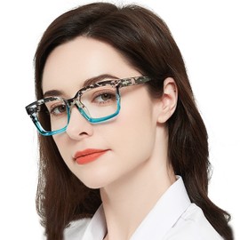 MARE AZZURO Large Reading Glasses Women Retro Square Readers 1.00 1.25 1.50 1.75 2.00 2.25 2.50 2.75 3.00 3.50 4.00 5.00 6.00 (Black+blue, 1.0)