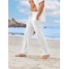 PASLTER Mens Casual Linen Pants Loose Fit Straight-Legs Elastic Drawstring