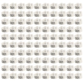 Qukaim Pigeon Leg Bands 100 Pieces 8mm White Plastic Letter Leg Bands Numbered 001-100 Durable Pigeon Leg Rings for Bird Identification and Tracking