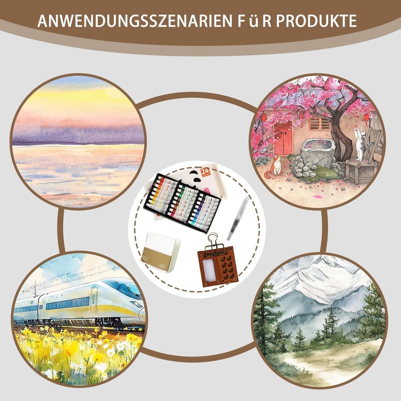 agogue 4 Piece Pocket Watercolour Set, Mini Watercolour Set for