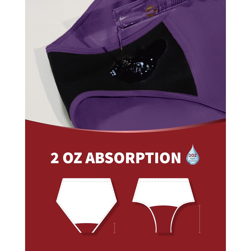 REELINDRY Womens Incontinence Underwear Washable, 2 oz Absorbency Leakproof Panties