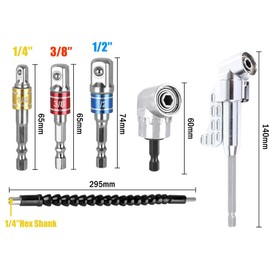 Hitopin 6 Piece Universal Socket Adapter Set, Flexible Drill Extension, Flexible Shaft Bits Drill Extension, Angle Screwdriver Attachment Adapter, Extension, for Cordless Screwdrivers