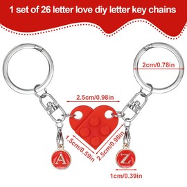 SGERUFZ Herz Schlüsselanhänger Partner Weihnachten Geschenk Jahrestag Paar Geschenke (Rot) (mit 26 Buchstaben)