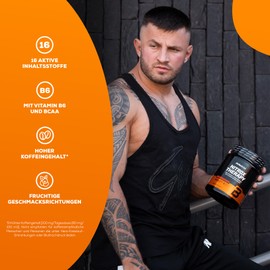 BioTechUSA Nitrox Therapy | Mit Vitamin B6, Magnesium und Koffein | 16 Wirkstoffe | Glutenfrei, Laktosefrei, 680 g, Blaue Traube