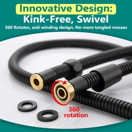 TRIPHIL Kink-free Shower Hoses, Shower Hose Extension 59 Inches for Handheld Shower Head, Hand Held Showerhead Hose Replacement, Brass Swivel Anti-twist Ultra-flexible Stainless Steel Matte Black 59"