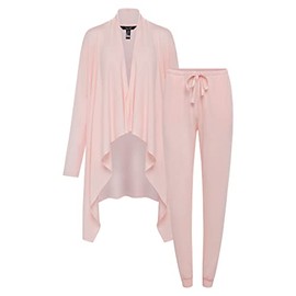 René Rofé Sleepwear Women's Hacci Robe & Jogger 2 Piece Set (Pink, l)