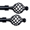 Deco Essential Set of 2 Adjustable Black Curtain Rod for