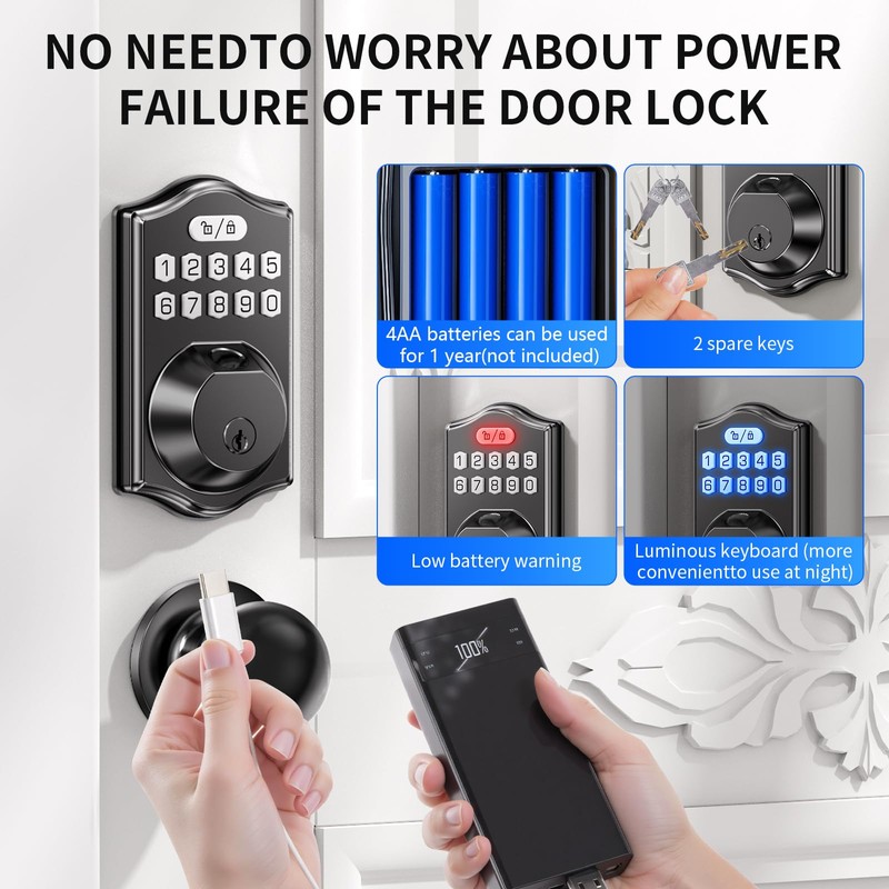 Smart Front Door Lock Set with 2 Levers: Keyless Entry