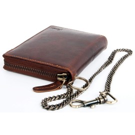 Men's Large Genuine Leather Biker's Wallet with Metal Chain to Hang