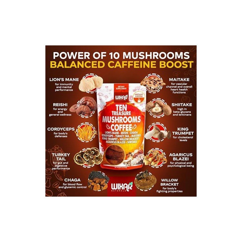 NOVIIML room Coffee Blend - Ten Treasure Mushrooms Extract Instant