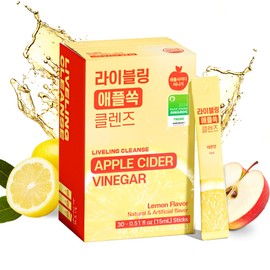 [Liveling] Apple Cider Vinegar Drink Stick – Lemon Flavor | Supports Digestion, Daily Cleanse, Sugar-Free, Low-Calories, Portable On-The-Go Packets (30 sticks)