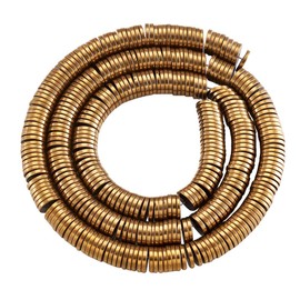 Cheriswelry 370pcs/strand 6x1mm Flat Round Metal Heishi Beads Spacer Gold Plated Non-Magnetic Synthetic Hematite Flat Disc Coin Loose Beads for Surfer Bohemian Jewelry Making Supplies
