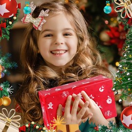 Christmas Hair Clips, Hair Accessories, Pack of 4, Bow Hair Accessories, Glitter Hair Pins, Hair Clips, Hair Clips, Christmas Decoration Hair Clip for Children, Girls, Women, Ladies