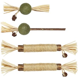 SCHITEC Catnip Toys 4 Pack Silvervine Chew Stick for Indoor Cats, Natural Cat nips Interactive Kitten Teething Dental Toy