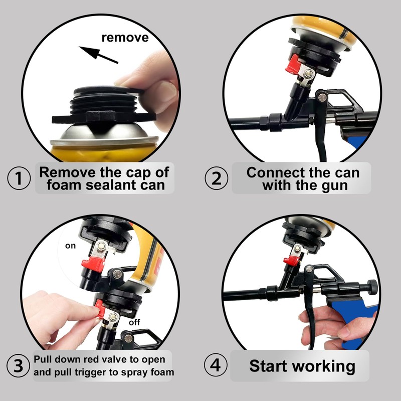25inch Detachable Spray Foam Gun,Professional Expanding Foam Gun,Dispensing Foam Gun