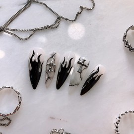 HipsterFirework drawingHandmade nail tips - Short nose pin / 힙쟁이불꽃드로잉수제네일팁 - 숏코핀