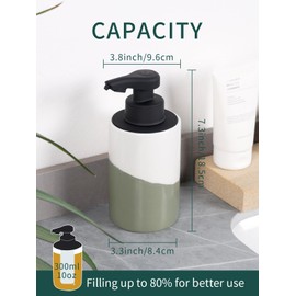 Automatic Foaming Soap Dispenser Bathroom, Ceramic Soap Dispenser Touchless for Bathroom or Kitchen, Suit for Hand Soap, Shampoo, Shower Gel, Green & White