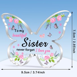 TTOVEN Sister Gifts Sister Birthday Gifts Graduation Gifts for Sister Beautiful Butterfly Acrylic Plaque-To My Beautiful Sister