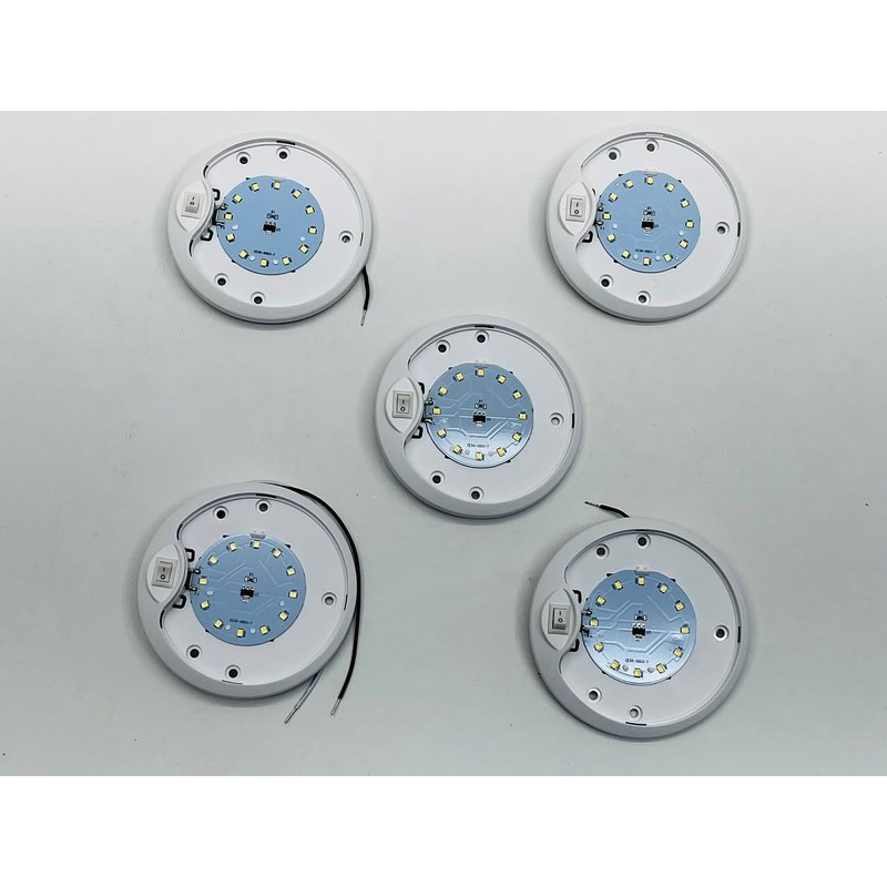 Command Electronics (5) White LED White Base 4.5 inch Round