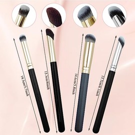 4 pinceles correctores para debajo de los ojos, pinceles profesionales para contorno, correctores y base para mezclar cosméticos líquidos o en polvo, pinceles angulares para base