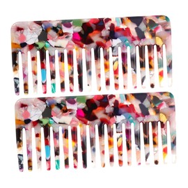 WOONEKY Wide Tooth Hair Detangler Brush Set 2 Combs for Women Anti-static Curly Straight Hair