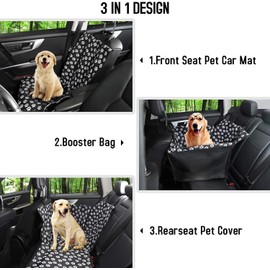 Funpet Dog Car Seat Waterproof Pet Car Seat Cover with Dog Seat Belt, Dog Basket for Rear Seat Front Seat Dog Seat Cover Dog Car Seat Cover 68 x 57 x 33 cm