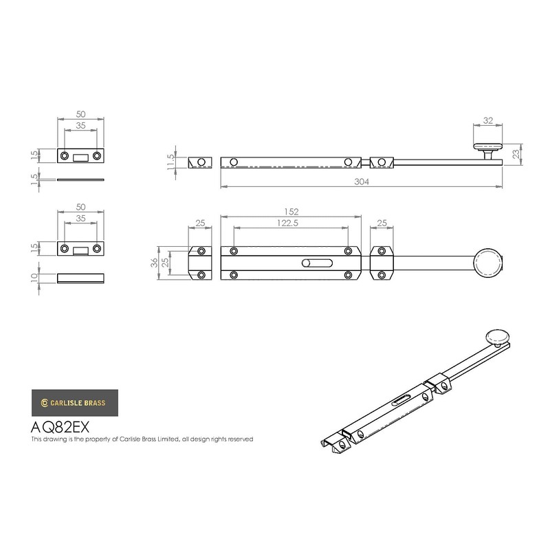 Carlisle Brass AQ82EXCP Surface C/W 2 Extruded & ONE Flat