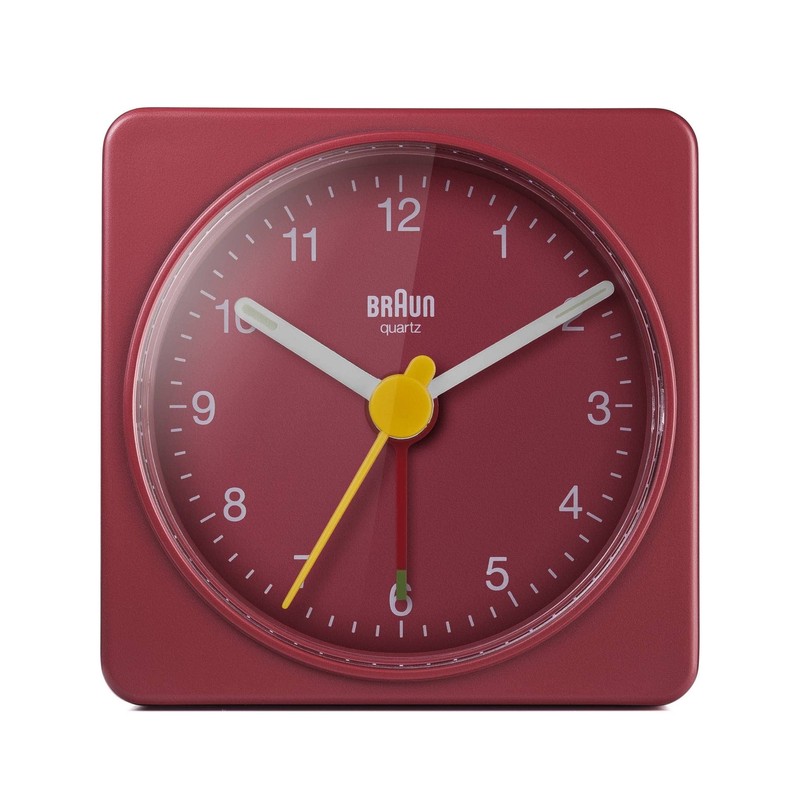 Braun Classic Analogue Quartz Travel Alarm Clock in Red/Handy/Quiet Precision