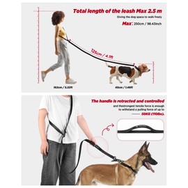 Heelay Hands Free Dog Leash, 8.2ft Multifunctional Crossbody Rope with Explosion-Proof Handle and Adjustable Training Hands Free Leash for Medium Dog