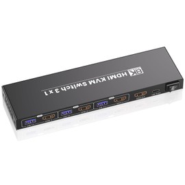 8K60Hz 4K120Hz HDMI KVM Switch 1 Monitor 3 Computers, USB3.0 3 Port KVM Switch with 4 Port USB 3.0 Hub for 3 PCs Share 1 Set of Keyboard, Mouse and 1 Monitor