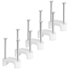 Bates- Cable Clips with Steel Nails, 200 pcs, White, 2-Nail Cord Clips for Wires on Wall, Cable Wall Clip, Wire Wall Clips, Cable Wire Clips, Coaxial Cable Clips, Cord Wall Clip