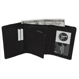 Leatherboss Genuine Leather Sheriff Oval Badge Holder Wallet, Black