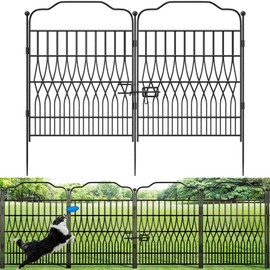 Bepatio 10 Panels Garden Fence with Latch - Total 40in (H) x 23.1ft (L) Dog Fence Outdoor for Yard, Arc Fencing Panels, Durable Metal Fencing & Garden Borders, Easy Set-Up, Black