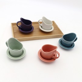 Dalsalt Real Estate Beauty Salon School Recommended Ceramic Paper Cup Holder/Saucer Set (21 Colors), Cream Purple / 달소금 부동산 미용실 학교 추천 도자기 종이컵 홀더/받침세트(21color), 크림퍼플