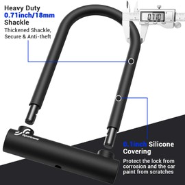 Sportneer Bike Lock - 18mm Shackle Heavy Duty Anti Theft Bike U Lock with 3 Keys - Bicycle U-Locks with Sturdy Mounting Bracket for Road, Mountain, Electric & Folding Bike, Size 9.85''x6.3''