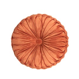 MOJUN Round Throw Pillow Round Velvet Pillow Pleated Round Filled Pillow Home Decorative Throw Pillow Cushion for Couch Chair Bed Car Floor (Orange, 14inch)