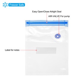 sourcing map Sous Vide Bags 10pcs, 8.66" x 6.30" Reusable Vacuum Sealer Bag with Air Valve & Labels, Food Storage Bags for Food Preservation and Sous Vide Cooking, White
