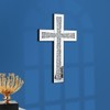 Aeveco Silver Mirrored Wall Cross 15×10 inch, Crystal Crush Diamond