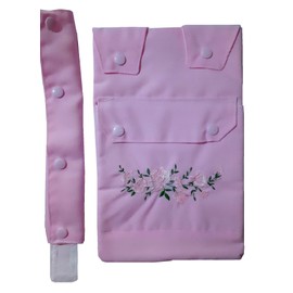 Elegant Embroidered Catheter Leg Bag Holder with a Pocket and Tube Cover. Cover. Roses.