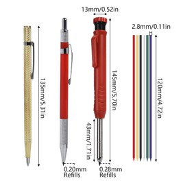 11 Pack Carpenter Pencil Set, Mechanical Carpenter Pencils Set Tracer Pencil Deep Hole Marker Builders Pencil with 42 Refills Construction Pencils Heavy Duty for Construction Architect Woodworking