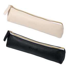 Thinp 2 Pcs Small Makeup Bag for Purse, Mini Cosmetic Pouch with Zipper Leather Pouch Mini Makeup Bag for Women Coin Lipstick Cosmetic Accessories Organizer Pouches (Black, Beige)
