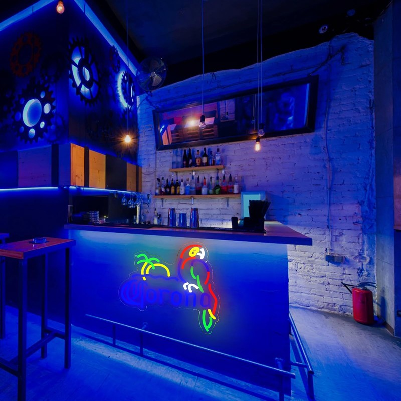 Coron Neon Sign Parrot Neon Lights for Bar Decor, Palm