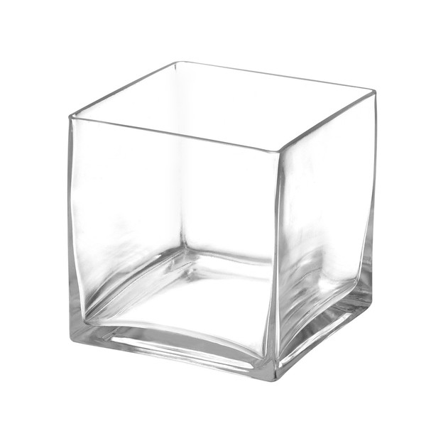 Royal Imports Flower Glass Vase Decorative Centerpiece for Home or Wedding Clear Glass, Cube Shape, 5" Tall, 5"x5" Opening