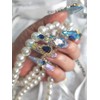 ❣️ Brilliant blue sapphire handmade nail tips ✨ - Long