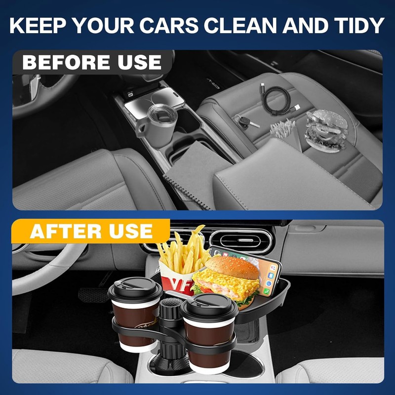 BEANPRECOY Car Cup Holder Expander, 360°Rotation Adjustable Base Car Cup